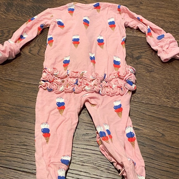 2-Way Ruffle Zip Footie, Pink Ice Cream - Picture 4 of 4